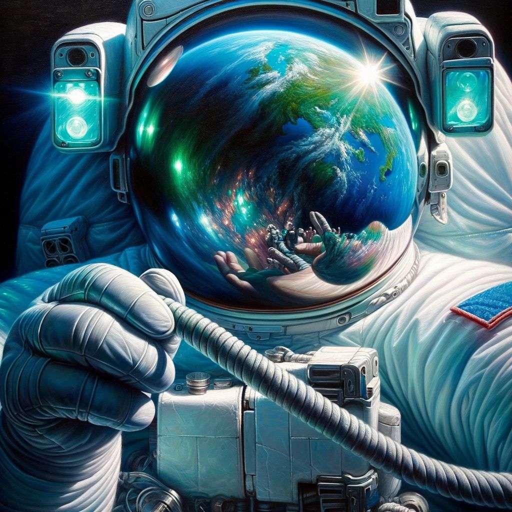an astronaut, painting, hyperrealism
